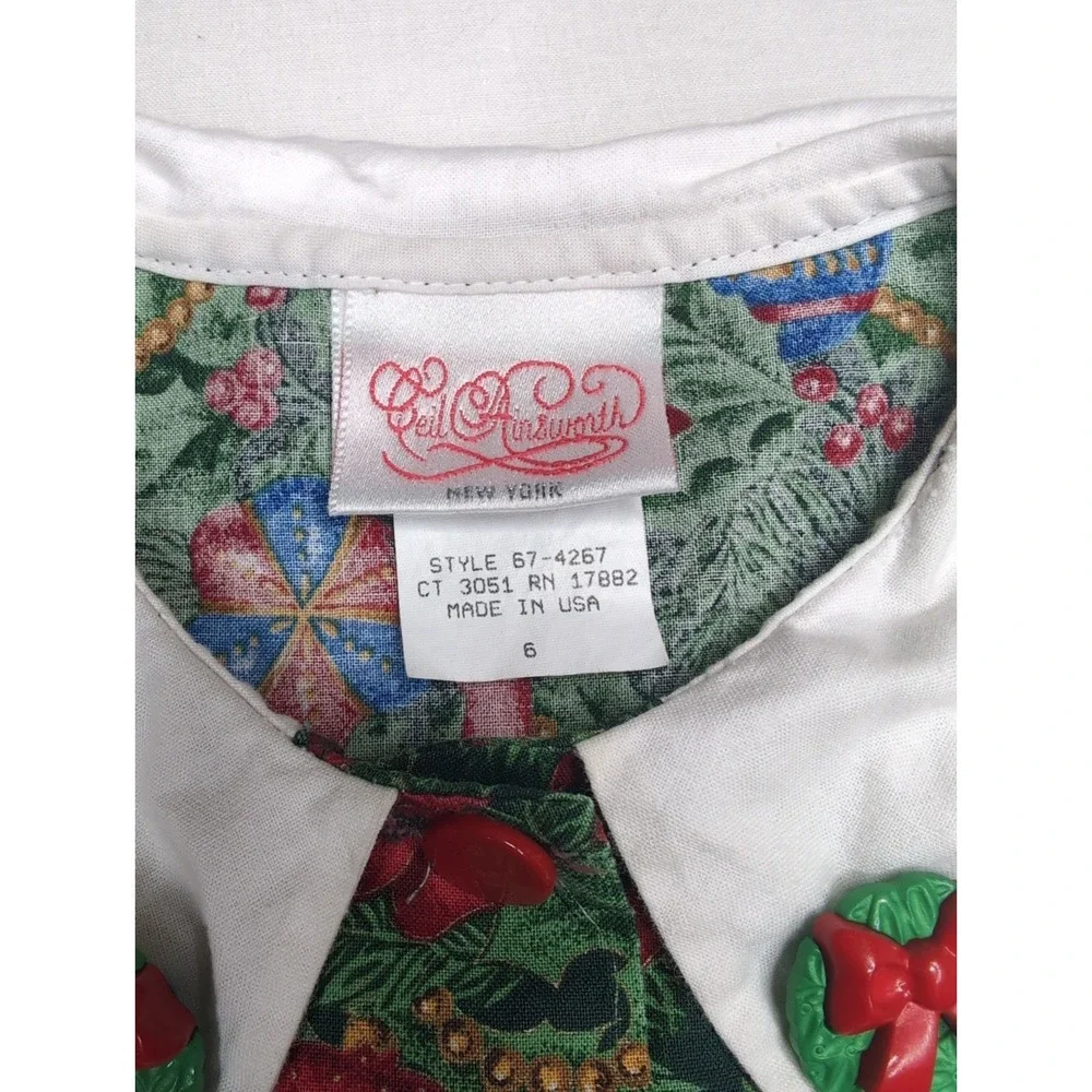 Vintage Ceil Ainsworth Girls 6 Christmas Holiday Dress Cotton USA Made 67-4267